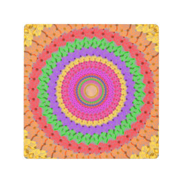 Impresión En Metal Estilo de crochet amarillo Mandala Ball -