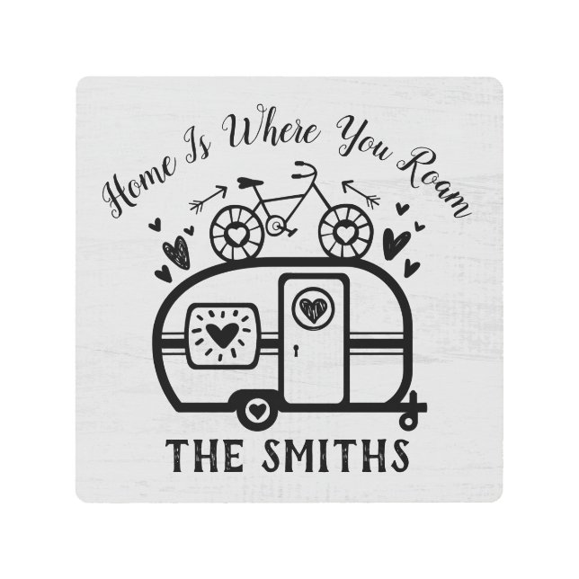 Impresión En Metal Estilo de vida Rv Rv Rústico de Camping Camper Tra (Anverso)