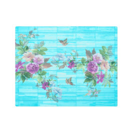 Impresión En Metal Estilo Vintage Shabby Chic Florals En Azul