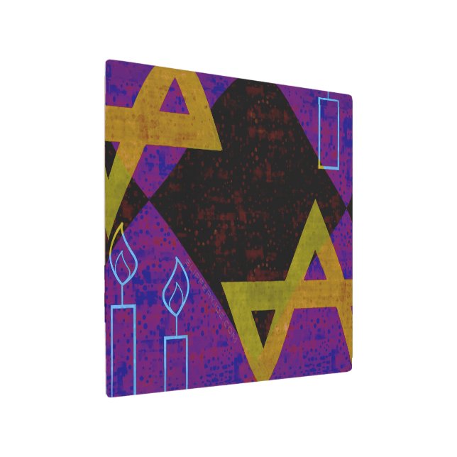 Impresión En Metal Estrella feliz de Hanukkah de David menorah de Sli (Angulado)