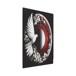 Impresión En Metal Ethereal Dove Planet - Tinta Noir y Mandala roja