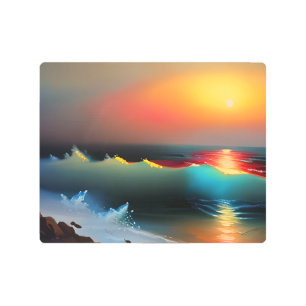 Impresión En Metal Ethereal Ocean and Sunset AI Art