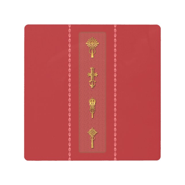 Impresión En Metal Ethiopian Orthodox Crosses – Gold on Red (Anverso)