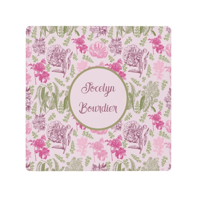 Impresión En Metal Eucaliptus de peonía rosada personalizada (Anverso)