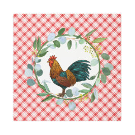 Impresión En Metal Eucalyptus Wreath & Rooster Farmhouse