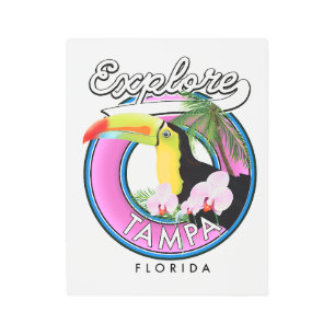 Impresión En Metal Explorar el logotipo retro de Tampa Florida