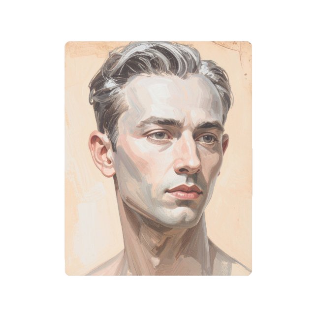 Impresión En Metal Expressive Male Portrait Metal Print (Anverso)