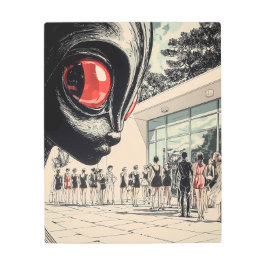 Impresión En Metal Extraterrestres inquietantes con ojos rojos masivo