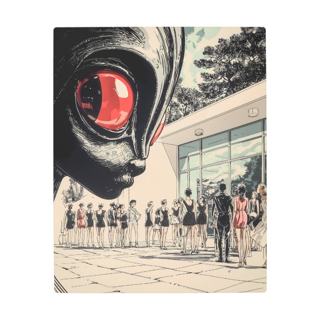 Impresión En Metal Extraterrestres inquietantes con ojos rojos masivo (Anverso)