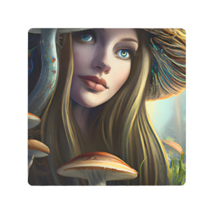 Impresión En Metal Fairytale Mushroom Fairy