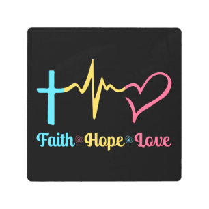 Impresión En Metal Faith Hope Love Hearts