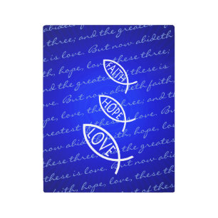 Impresión En Metal Faith Hope Love   Ichthus - Pescado cristiano