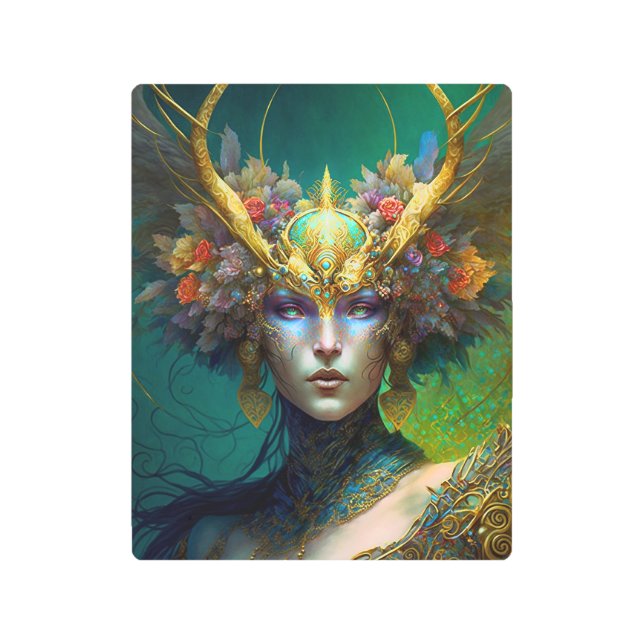Impresión En Metal Fantasía artística de la mujer elfo con cuernos (Anverso)