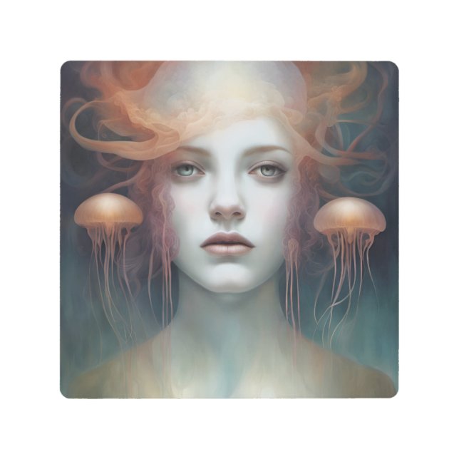 Impresión En Metal Fantasía de la mujer jellyfish (Anverso)