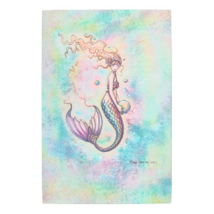Impresión En Metal Fantasía de sirena arcoiris de Molly Harrison