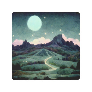Impresión En Metal Fantasía en el paisaje lunar