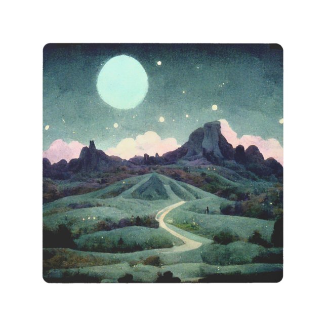 Impresión En Metal Fantasía en el paisaje lunar (Anverso)