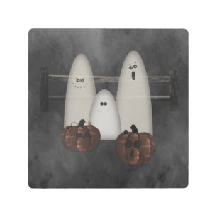 Impresión En Metal Fantasma Y Calabazas Halloween