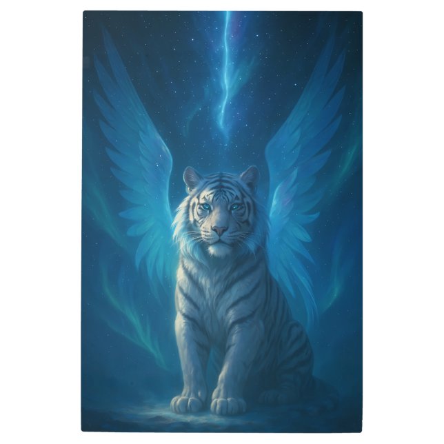 Impresión En Metal Fantasy White Tiger – Mystic Aura Series | ManJian (Anverso)