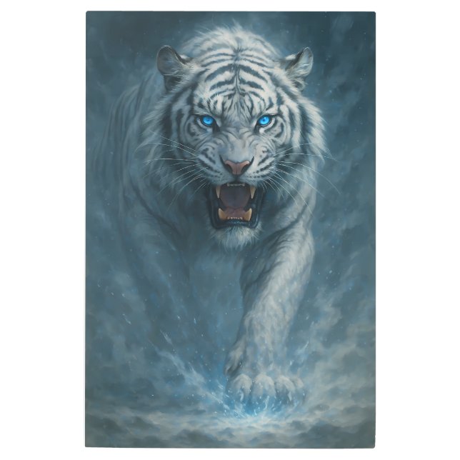 Impresión En Metal Fantasy White Tiger – Mystic Aura Series | ManJian (Anverso)