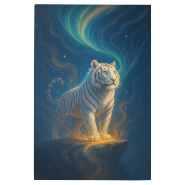 Impresión En Metal Fantasy White Tiger – Mystic Aura Series | ManJian (Anverso)