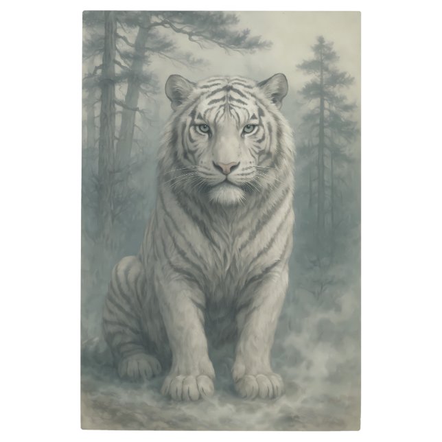 Impresión En Metal Fantasy White Tiger – Mystic Aura Series | ManJian (Anverso)