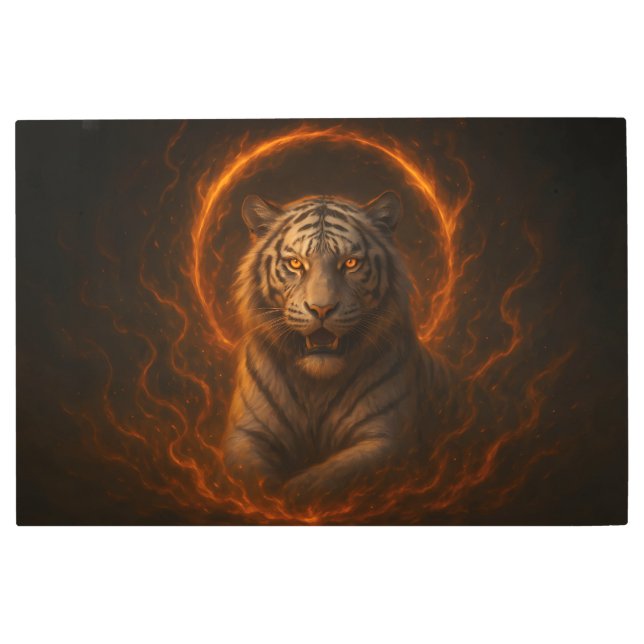 Impresión En Metal Fantasy White Tiger – Mystic Aura Series | ManJian (Anverso)