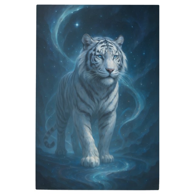 Impresión En Metal Fantasy White Tiger – Mystic Aura Series | ManJian (Anverso)
