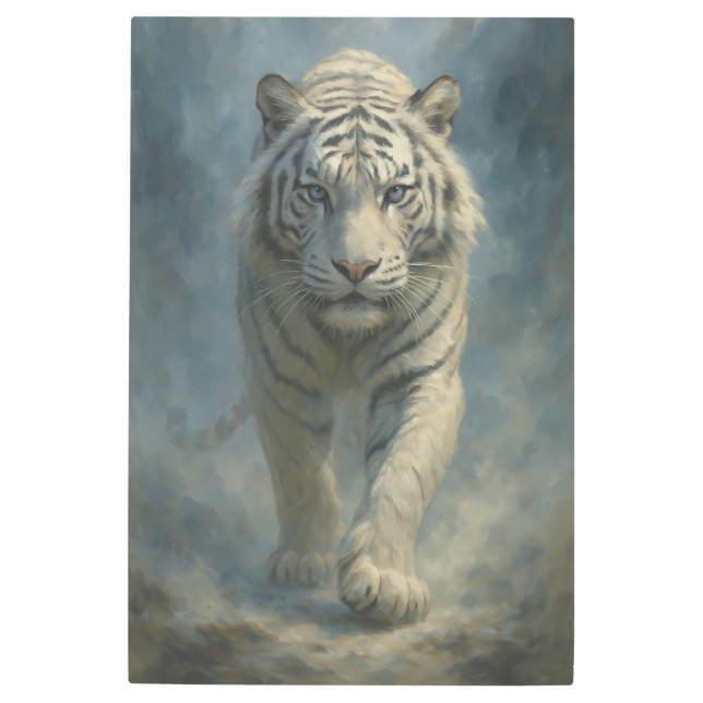 Impresión En Metal Fantasy White Tiger – Mystic Aura Series | ManJian (Anverso)