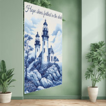 Faro azul blanco estilo porcelana Toile francesa