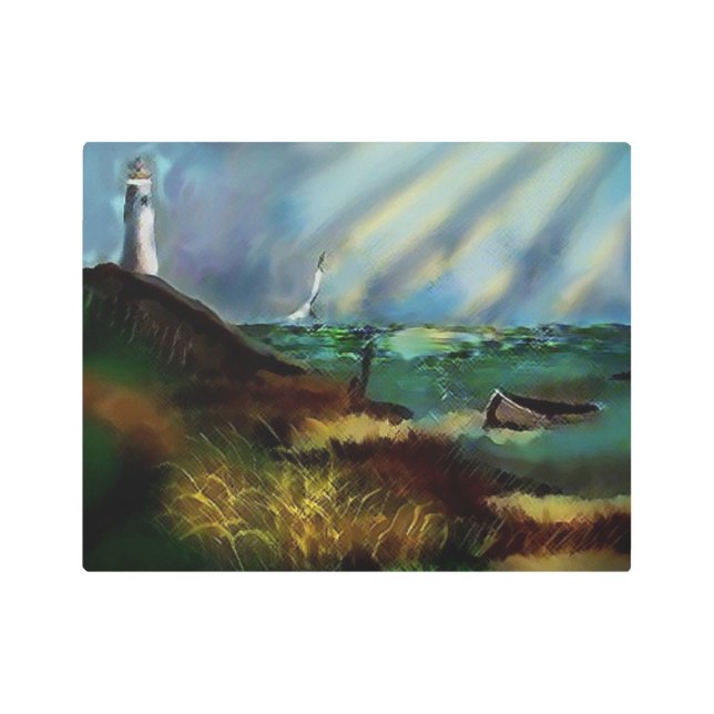 Impresión En Metal Faro Beach Scene Metalizado Wall Art (Anverso)