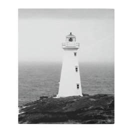 Impresión En Metal Faro Minimalista blanco negro