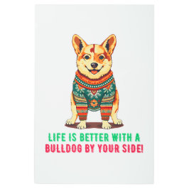 Impresión En Metal Feliz bulldog navideño