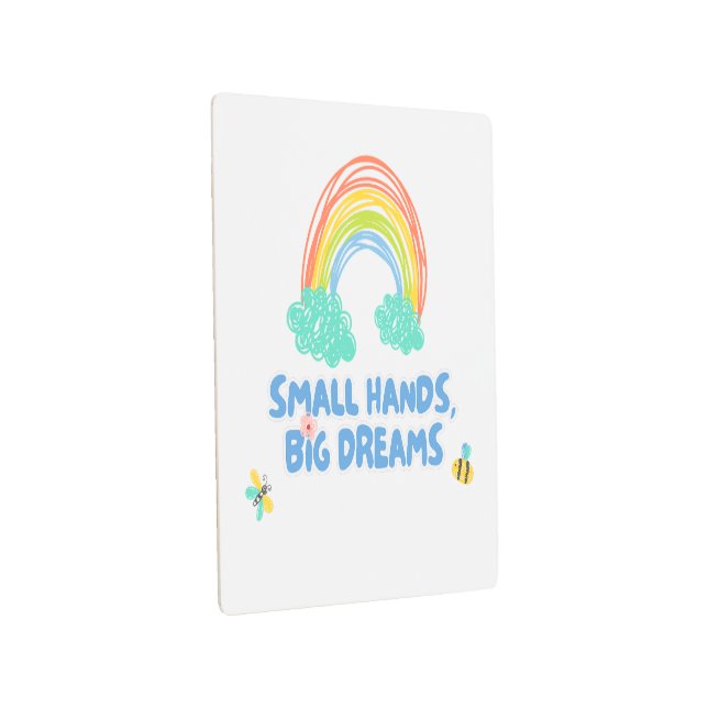 Impresión En Metal Feliz día de los niños Manos pequeñas, grandes sue (3/4)