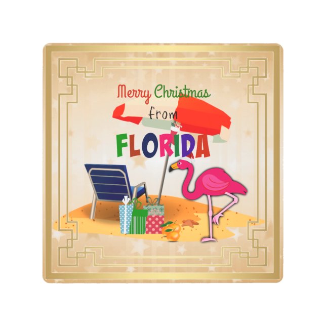 Impresión En Metal Feliz Navidad desde Florida (Anverso)