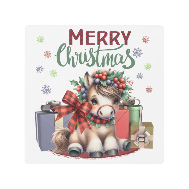 Impresión En Metal Feliz Navidad Pony (Anverso)