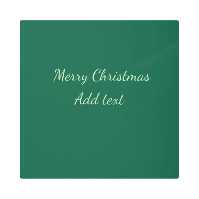 Impresión En Metal Feliz Navidad verde planicie vacaciones en solitar (Anverso)