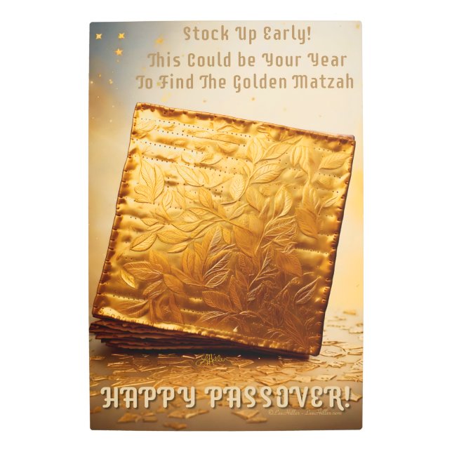 Impresión En Metal ¡Feliz Pascua! Golden Matzah (Anverso)