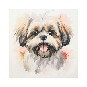 Impresión En Metal Feliz retrato de tinta shih-tzu