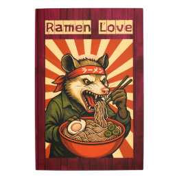 Impresión En Metal Feral Possum Eating Ramen