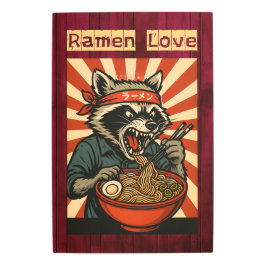 Impresión En Metal Feral Raccoon Comiendo Ramen