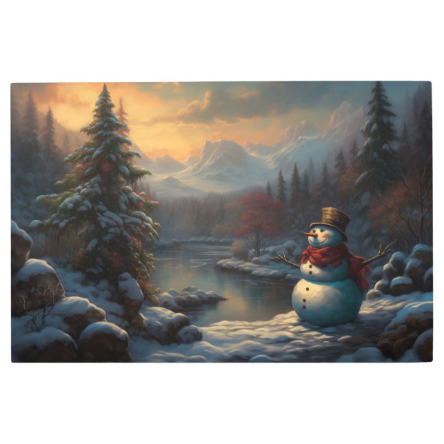 Impresión En Metal Festividad de Jolly Navidades Snowman (Anverso)