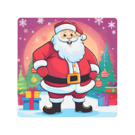 Impresión En Metal Festividad festiva lindo Santa Claus sonriente