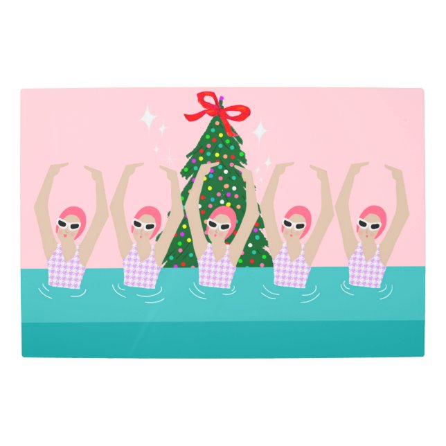 Impresión En Metal Festividades de Navidades de Ilustracion de nadado (Anverso)