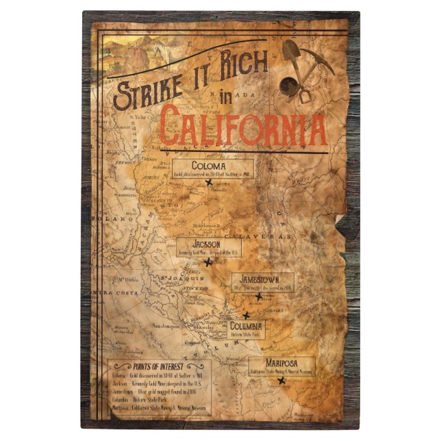 Impresión En Metal Fiebre del Oro en California (Anverso)