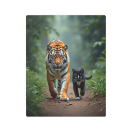 Impresión En Metal Fierce Amigos felinos en el camino