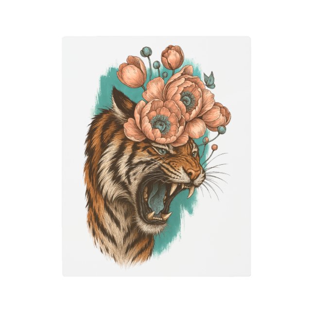 Impresión En Metal Fiery Tiger Bloom (Anverso)