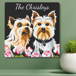 Impresión En Metal Firma de Yorkies y rosas rosas rosas rosas rosas