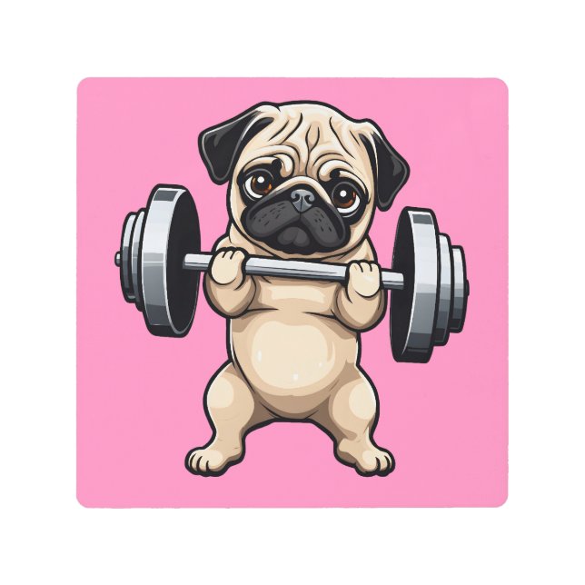 Impresión En Metal Fitness Pug (Anverso)