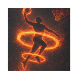 Impresión En Metal Flaming Basketball Dunk Art – Fire Athlete